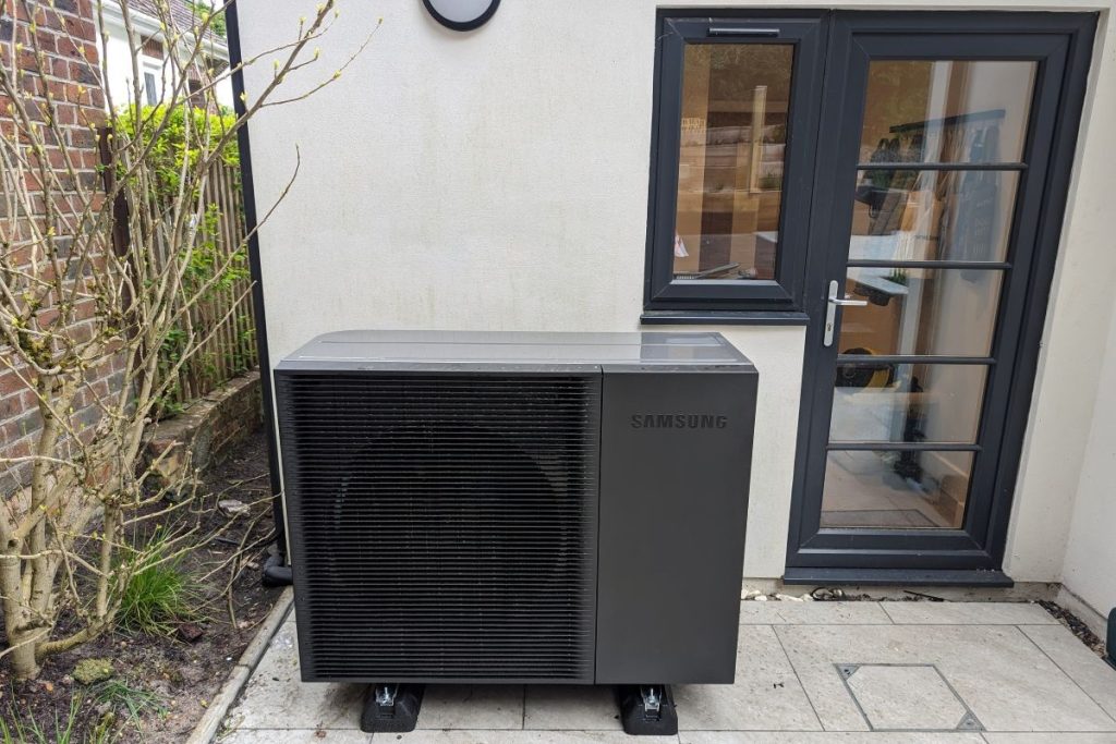 air source heat pump installed for sustainable energy heating